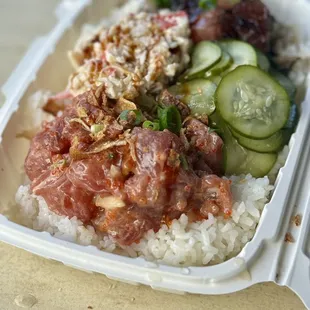 Poke Bowl ($16.99) 2 choices (+$5.95) Limu &amp; Firecracker (+$1)