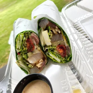 Ry's Poke Wrap and sesame dressing