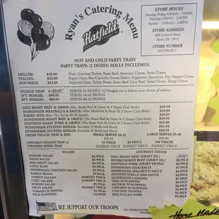 a menu for a restaurant