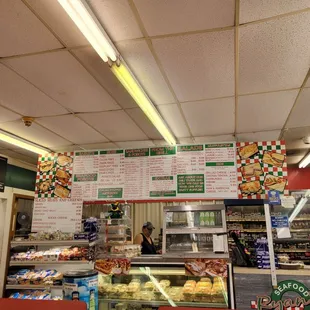 the inside of a deli