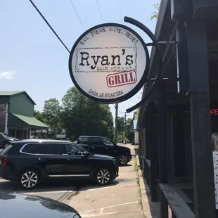 On front of building.