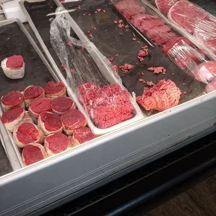 raw meat on display