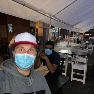 a man wearing a face mask