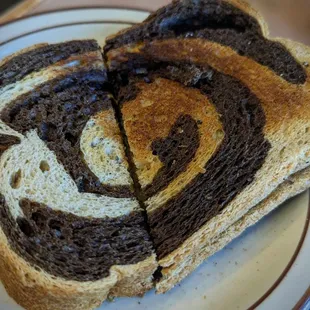 Marbled rye toast