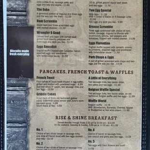 the menu of the ryderz