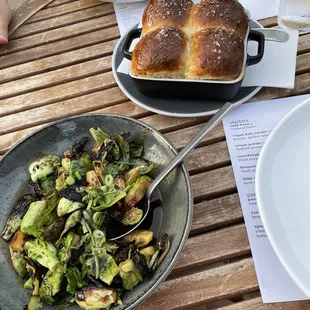 Milk buns and Brussels sprouts