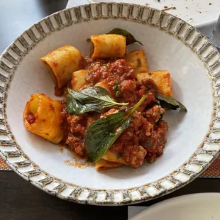 Paccheri with fennel sausage and tomato