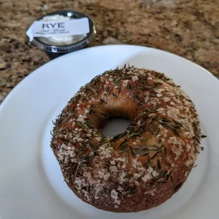 Thyme + Sea Salt bagel with Melted Leeks Labneh