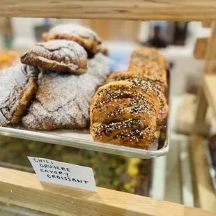 Almond croissant and savoury croissant