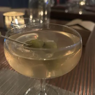 Vodka dirty martini with blue cheese olives yum