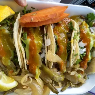 I sauced it! And k think that's cactus on the side there. It's good.