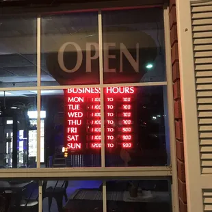 Current hours as of 7.19.19