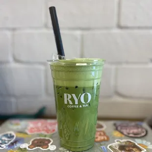 NEW Creamy Matcha + crystal boba :) So good thank the Lord for yummy drinks &amp; studying &amp; convos !