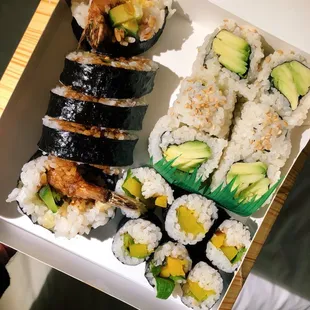 Takeout. Tiger, Avocado, and Oshinko (Pickled Radish) Roll. November 2020