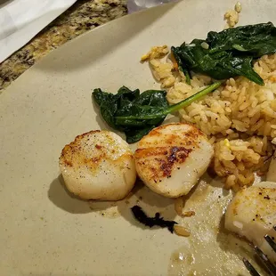 Scallops, perfectly cooked.