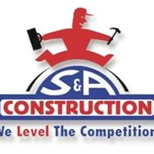 the logo for s &amp; a construction, we level the competition