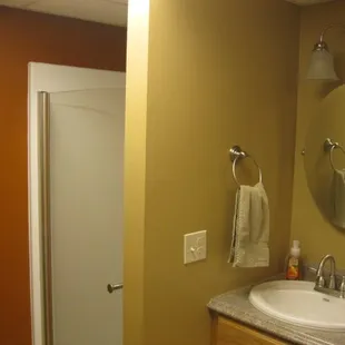 Bathroom addition to basement... sink and shower.