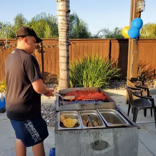 a man preparing food
