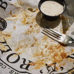 a half eaten plate of food