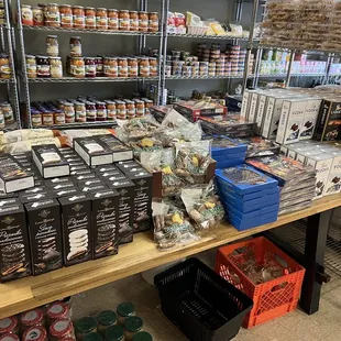 a variety of products on shelves