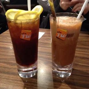 Lemon Iced Tea and HK Milk Tea! The classic HK beverages.