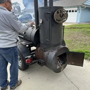 S&amp;M&apos;s &quot;small&quot; smoker. Everyone loved enjoyed watching them cook almost as much as the bbq they made