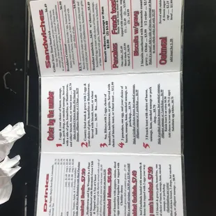 Breakfast menu