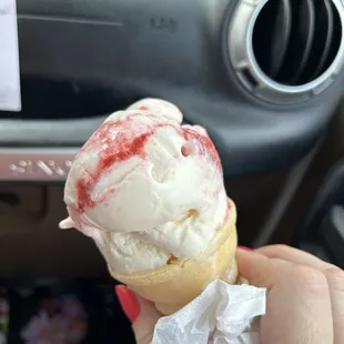 Small strawberry ice cream cone