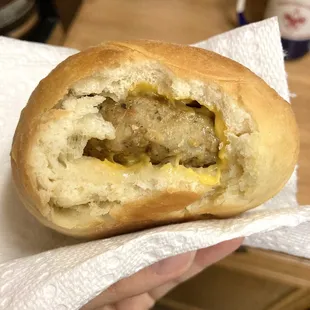 Inside Sausage Kolache - Yummy!