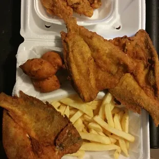 Croaker dinner (fish covering slaw) n fried oyster appetizer  7.99 each