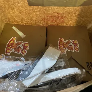 What the food looks like inside the bag if you take it to go