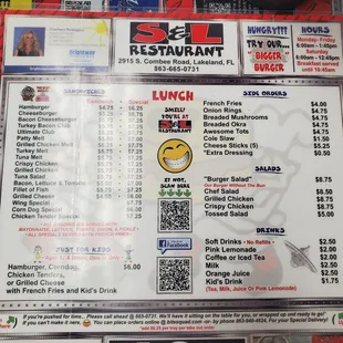 the menu of the restaurant