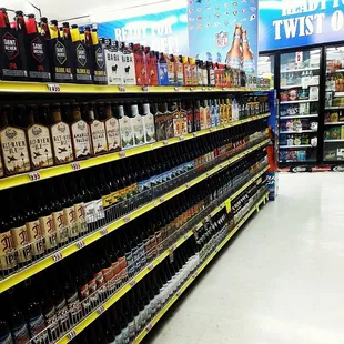 shelves of beer in a store