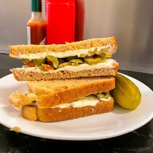 Chopped olives &amp; cream cheese sandwich