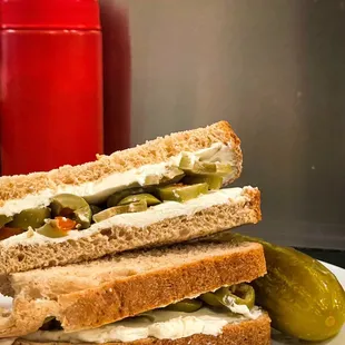 Chopped Olive and Cream Cheese Sandwich