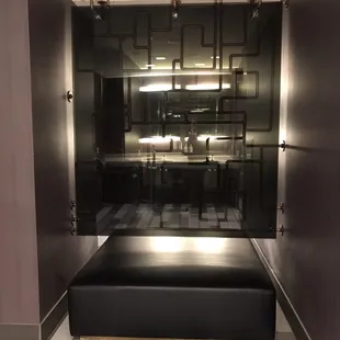 Their bathroom (women) and look through this glass right into the men's!!!  and vise versa.