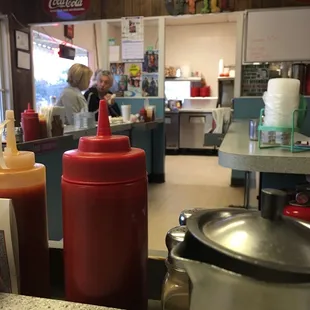 condiments in a restaurant