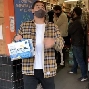 a man wearing a face mask