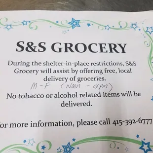 S&amp;S now offers free delivery to nearby neighborhoods during the Shelter-in-Place in San Francisco!