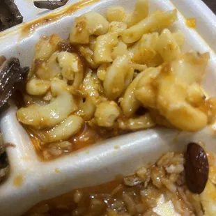 Everything tasted like sweet baby rays hot honey barbecue and sugar and Karen made the Mac and cheese