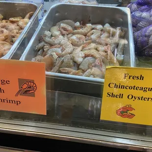 a variety of seafoods