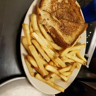 Tuna melt with fries