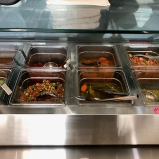 a variety of condiments