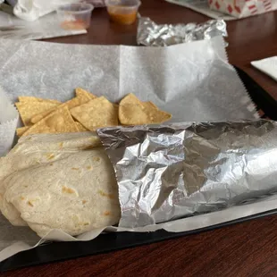 Breakfast burrito with chorizo