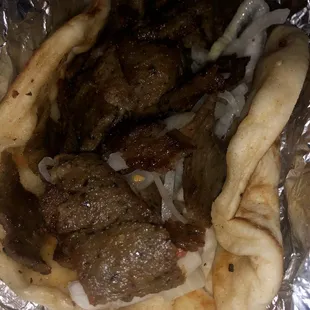 a meat and onion pita
