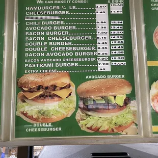 Menu delicious burgers