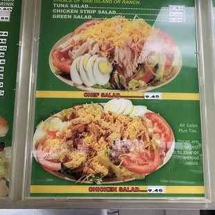 Menu salads