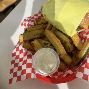 Avocado burger and brick cut zucchini... I think this place under new management and it sucks ass