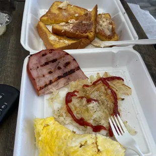 French toast and ham on the side