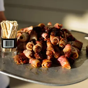 Bacon wrapped dates after